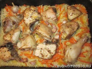 Рис с курицей в духовке рецепт с фото пошагово на сковороде