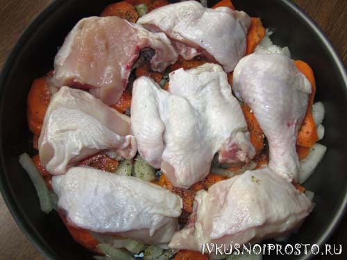 Курица с овощами в духовке2